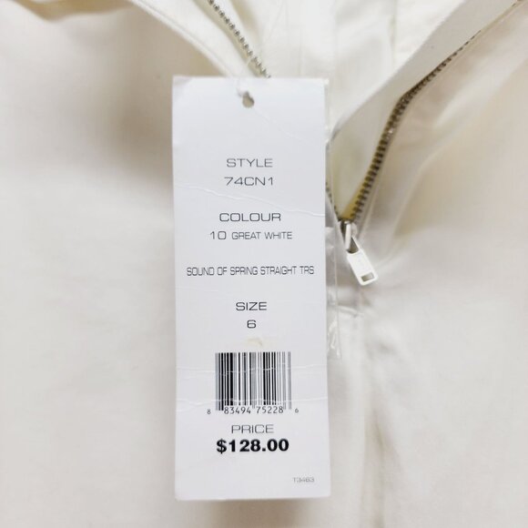 French Connection Womens White Cotton Straight-Leg Trousers high rise Size 6 - Picture 4 of 12